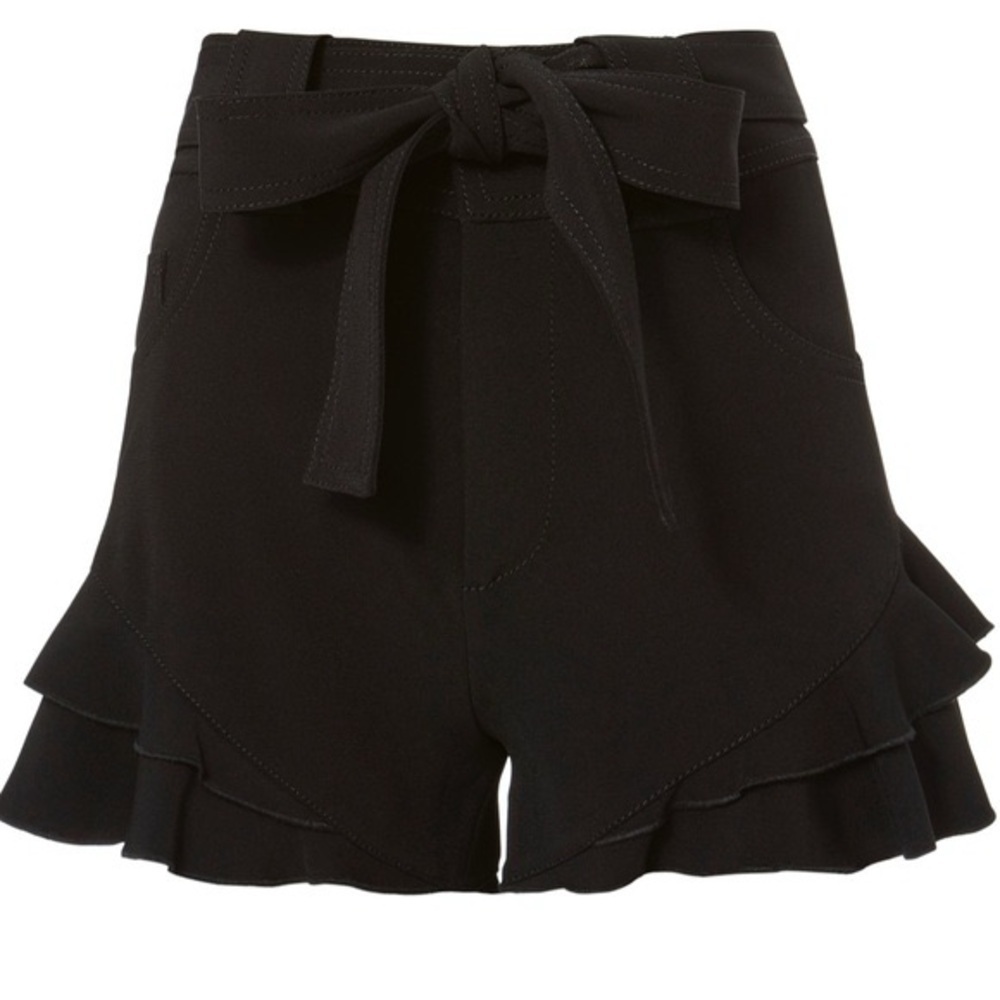 Derek Lam 10 Crosby - Black Ruffled Belted Shorts